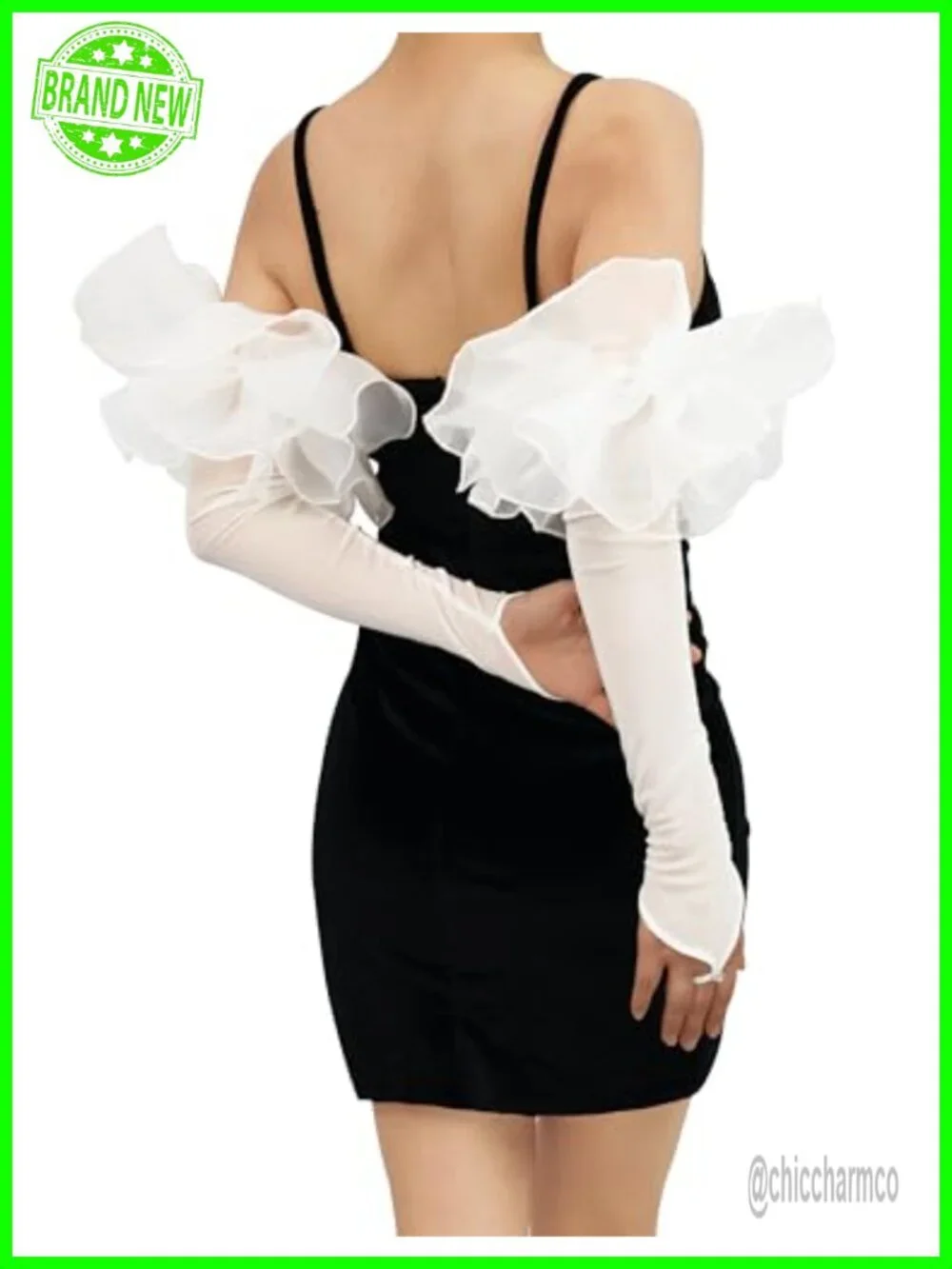 Puff Long Sheer Gloves Oversize Stretchy Tulle Mesh Gloves for Wedding Evening